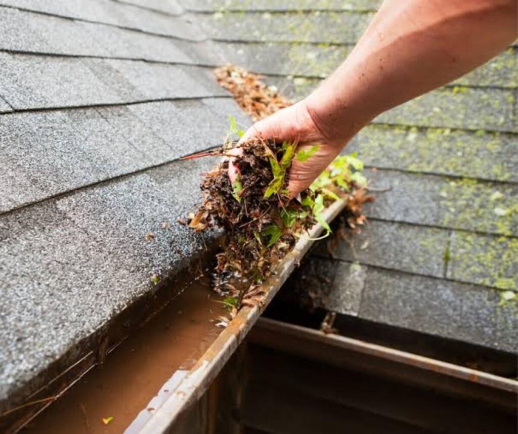 Summit Spray. Co completing a professional gutter cleaning.
