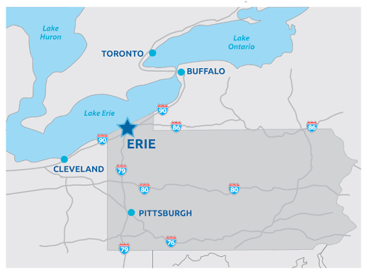 This app shows our pressure washing service areas near Erie, PA